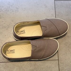Toms Woman’s Canvas Slip-On Loafers in Taupe